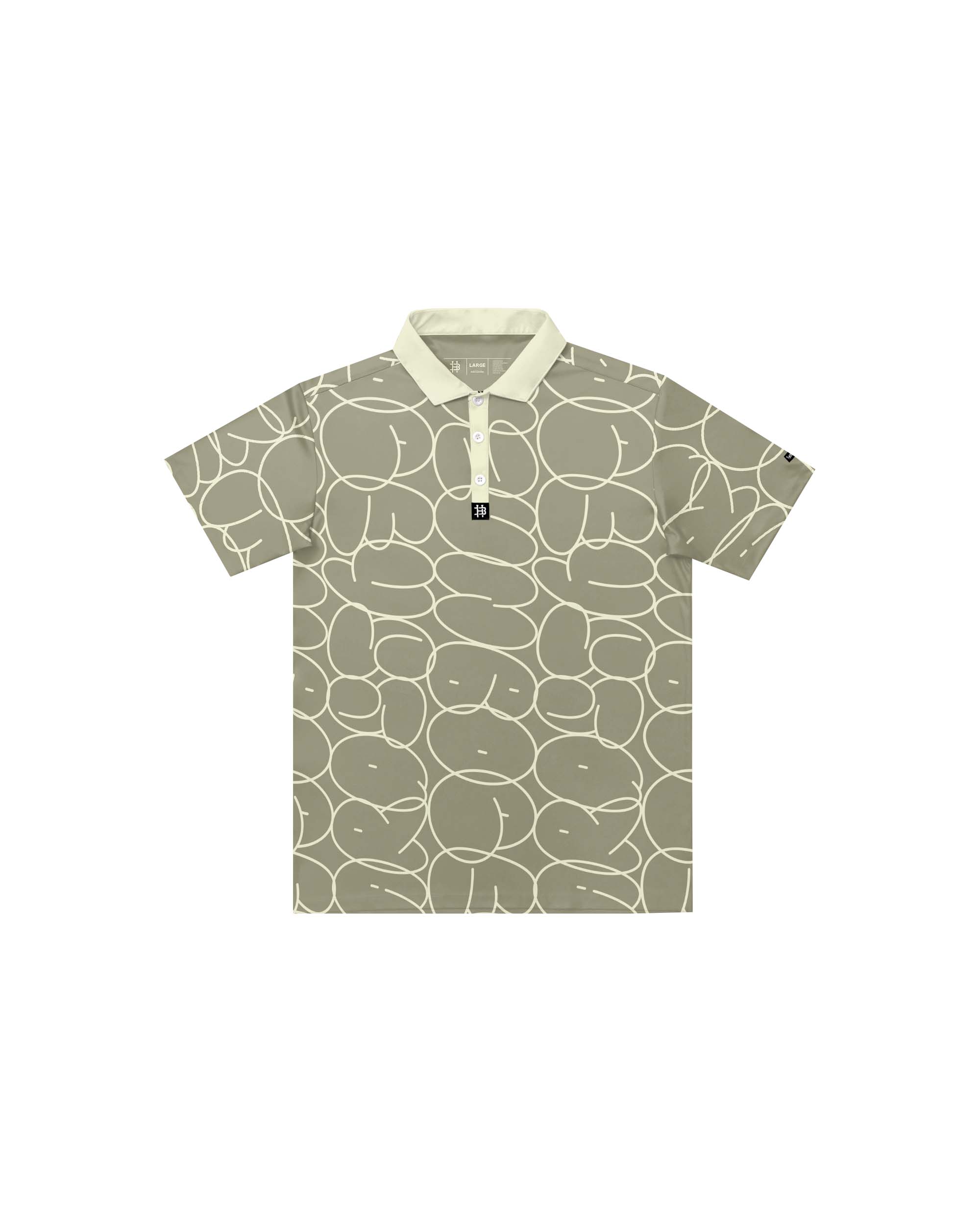 Light Olive Bubble Graffiti Modern Performance Polo