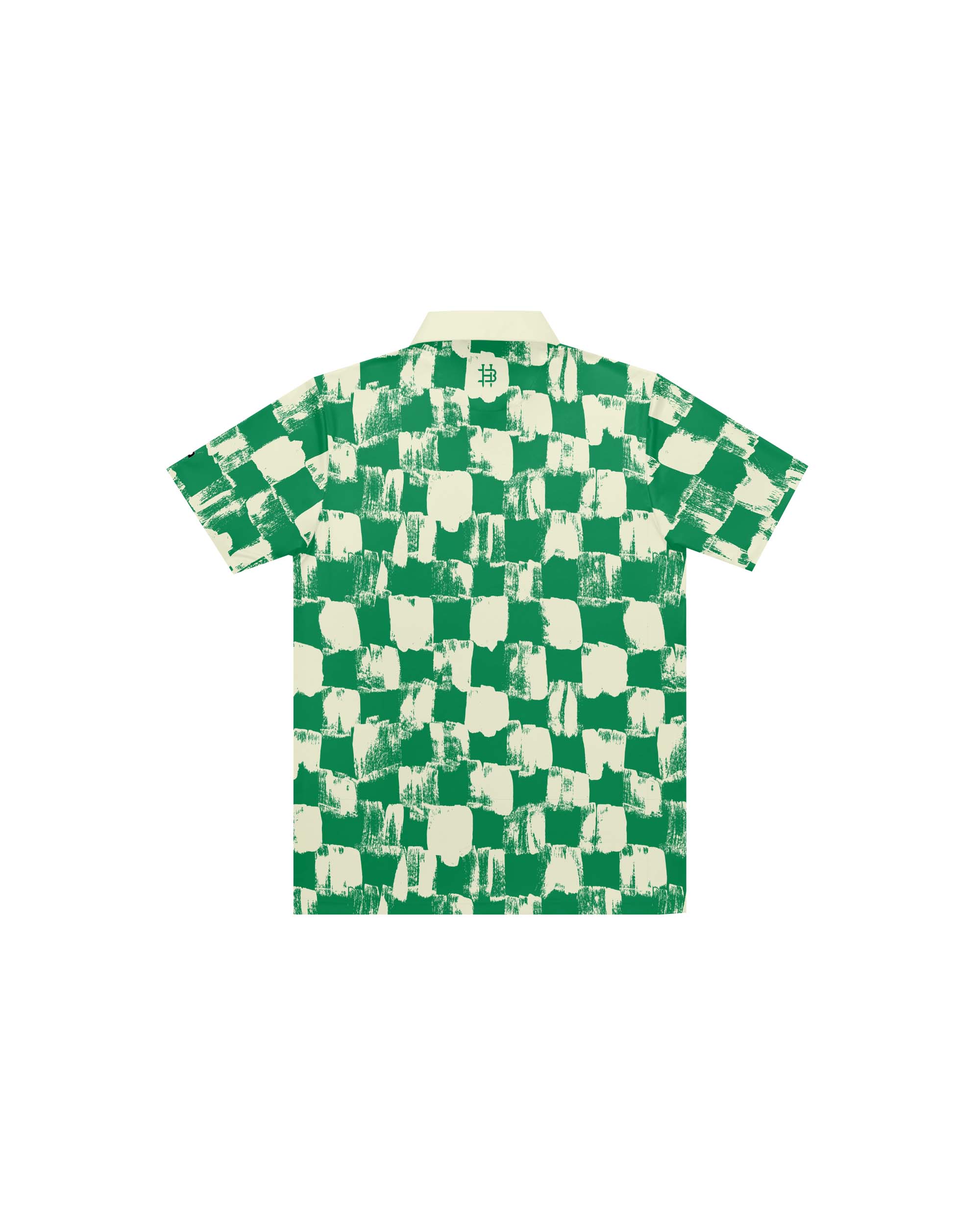 Green Painted Checks Modern Performance Polo