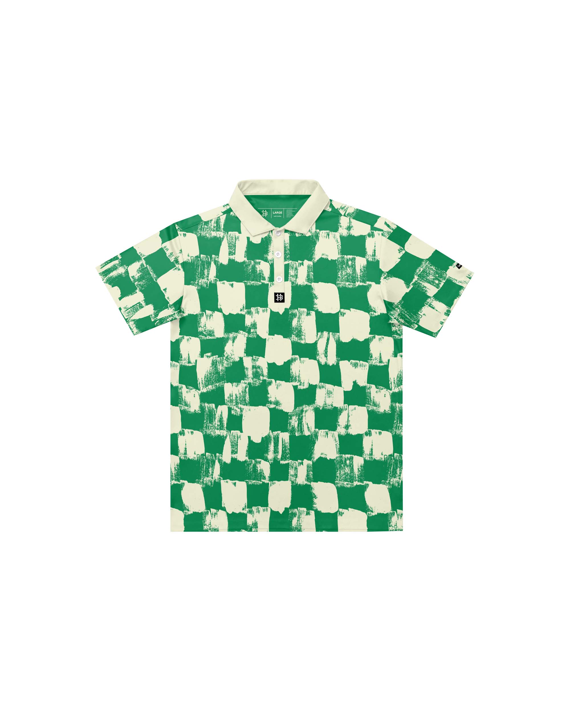 Green Painted Checks Modern Performance Polo