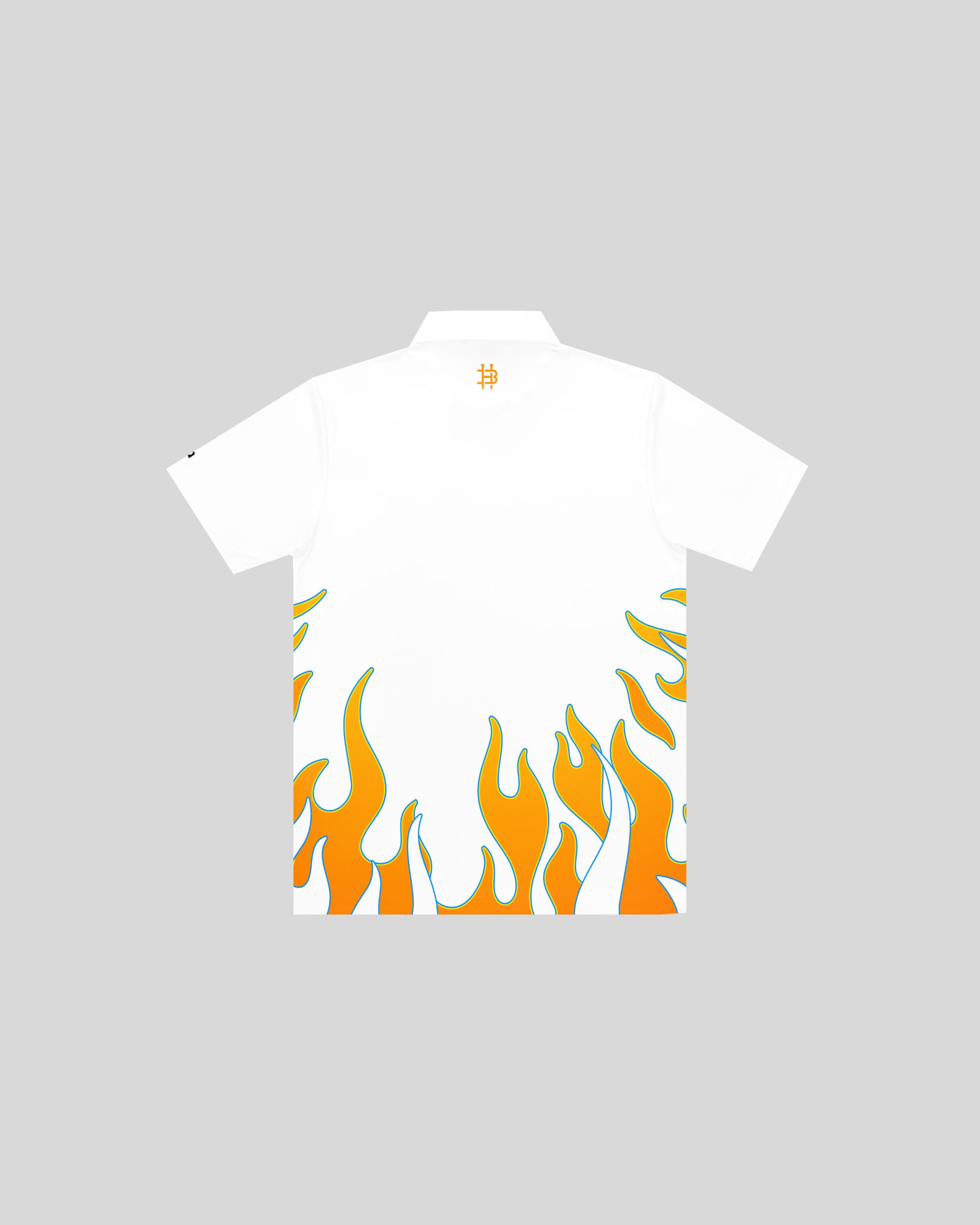 White Vintage Flames Modern Performance Polo