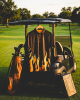 Black Vintage Flames Modern Performance Polo
